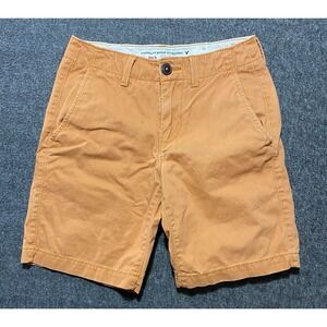 American Eagle Mens PREP Chino Shorts Orange Size 26 Cotton Flat Front
